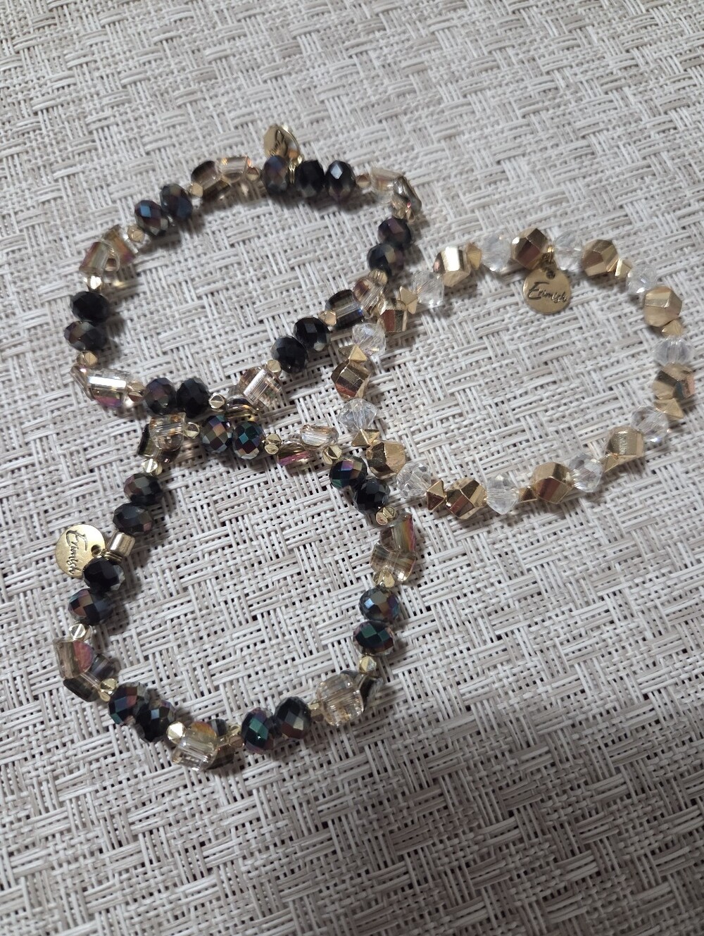 Erimish Stretch Bracelet Set - Gold and Black Accent
